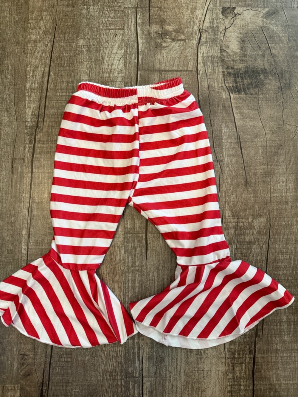 10/$10 Red and White Striped Ruffle Hem Pants size 18-24 month